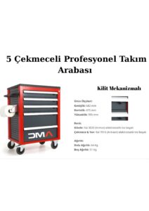 5 Çekmeceli Profesyonel Takım Arabası - Görsel 2