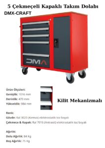 5 Çekmeceli Kapaklı Takım Dolabı Craft - Görsel 2